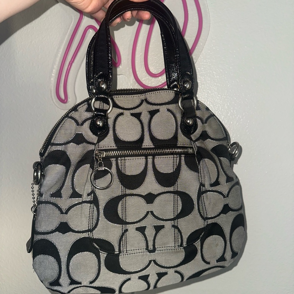 Coach Black and Gray Designer Handbag